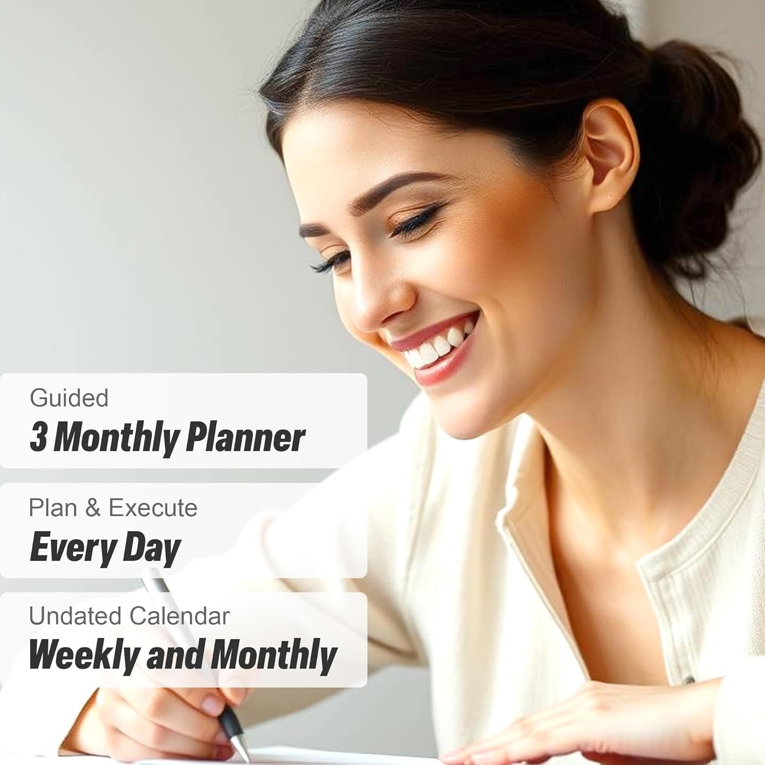 Manifestation Journal - 5 Minute Manifesting & Self Care Journal | 90-Day Undated Daily Planner for Positivity, Affirmations & Gratitude | Guided Mindfulness, Reflection | Vision Board + Stickers - Image 3