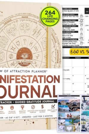 Manifestation Journal - 5 Minute Manifesting & Self Care Journal | 90-Day Undated Daily Planner for Positivity, Affirmations & Gratitude | Guided Mindfulness, Reflection | Vision Board + Stickers