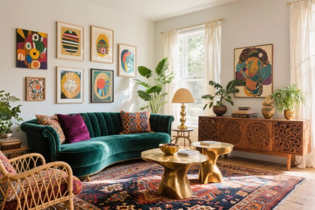 Photo inspiration: Visual Reference: Modern Eclectic Living Room Glow Up From Plain Apartment To