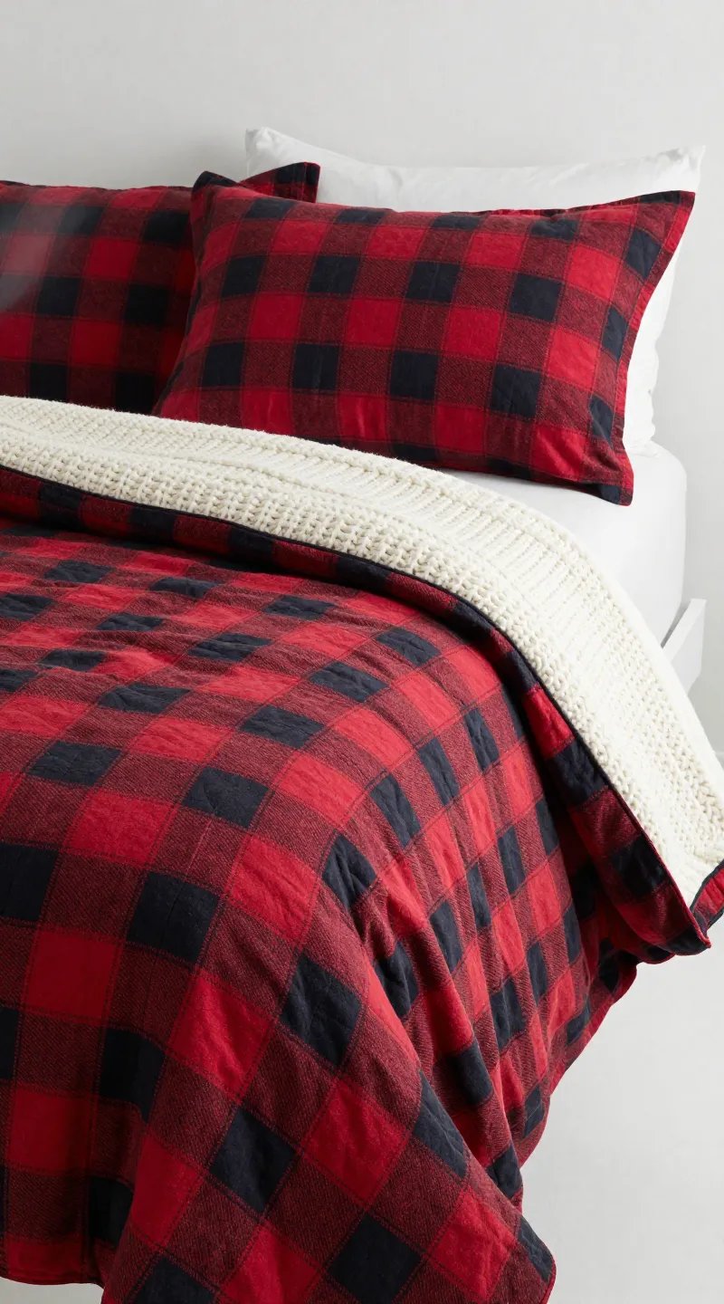 flannel sheets with quilt and chunky knit topper