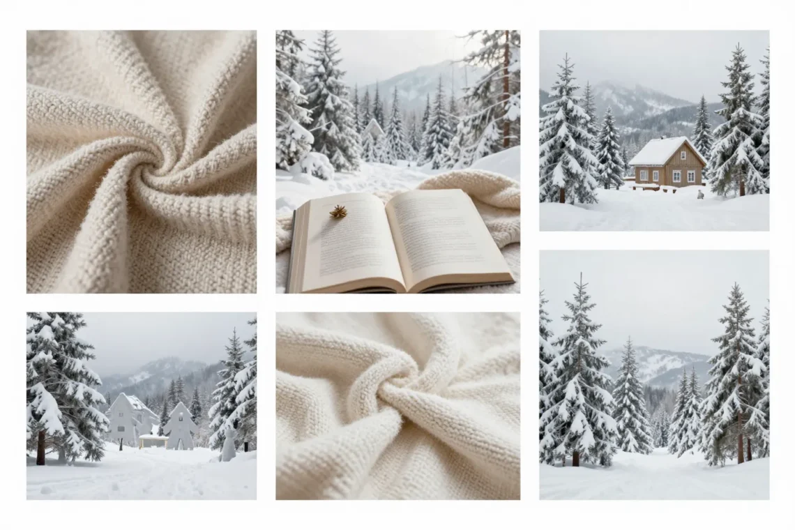 ​Cozy Winter Aesthetic Mood Board: Soft Textures for a Dreamy Winter Mood Aesthetic