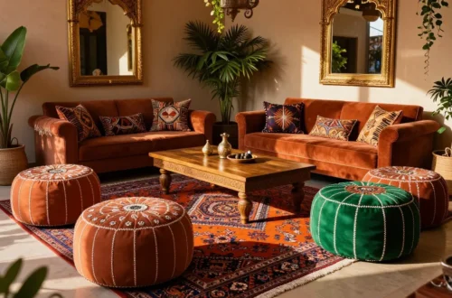 Bold & Beautiful: 10 Tips for Styling a Maximalist Living Room with Moroccan Decor Ottomans Poufs