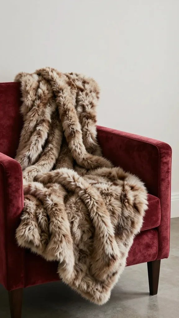 **Overstuffed armchair with faux fur blanket in corner**Each prompt focuses on key elements from the article—rich colors, textures, and cozy maximalist details—while keeping the scenes simple and professional.