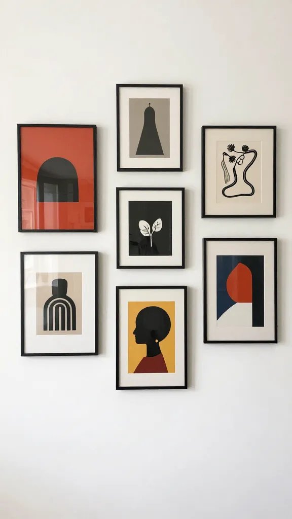 **Warm white walls with bold eclectic gallery wall**