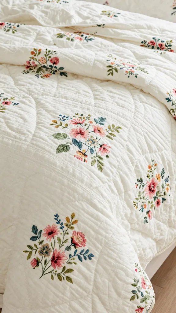 Faded floral quilt, soft texture