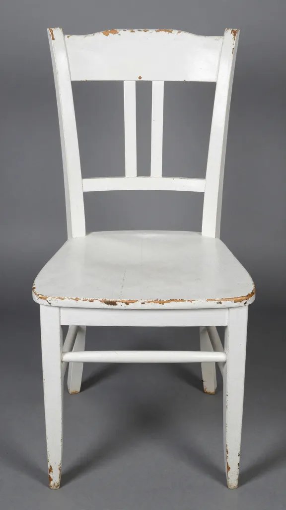 Chipped white paint, vintage wooden chair.