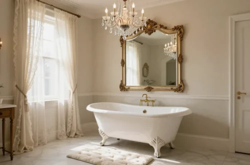 11 Elegant Shabby Chic Baths, Crystal & Antique Mirrors