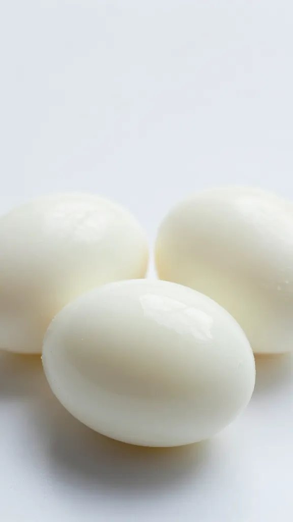 Plain hard-boiled eggs, soft studio light.