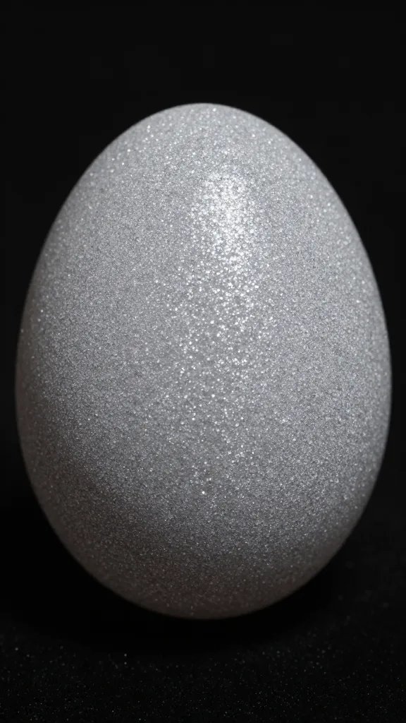 Shimmering glitter texture on a single egg.