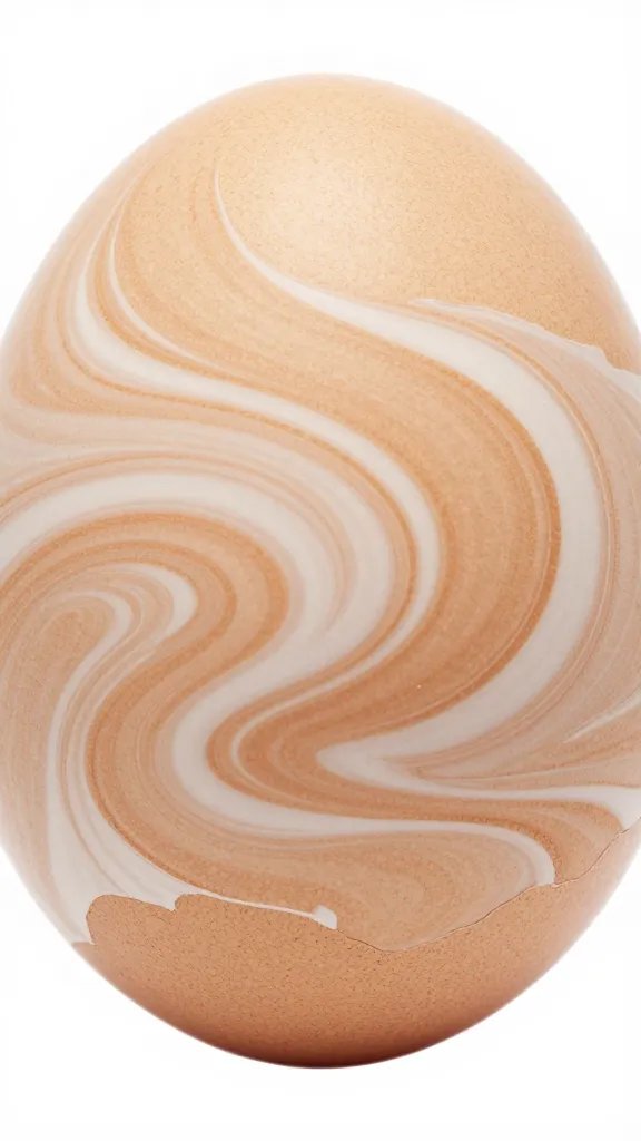 Close-up, swirling marbled egg, professional studio shot.