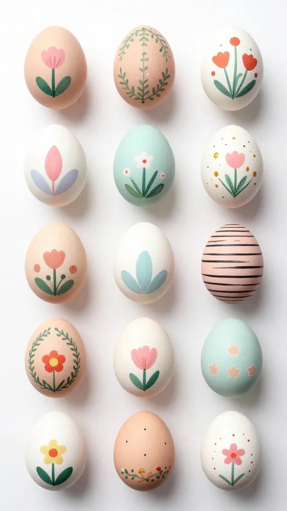 Collection of sharpie art eggs, pastel accents.