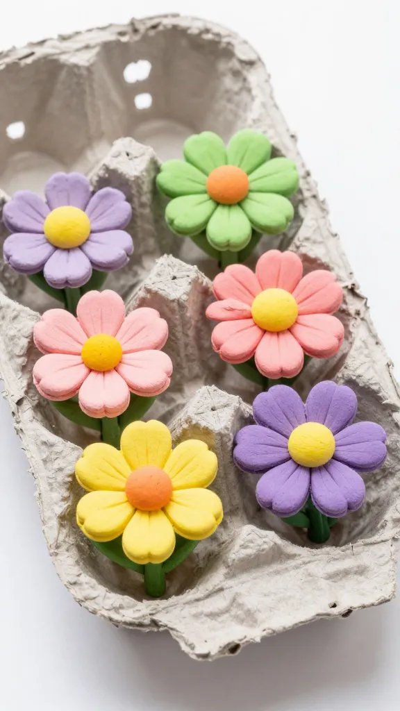 Egg carton Easter flower decorations