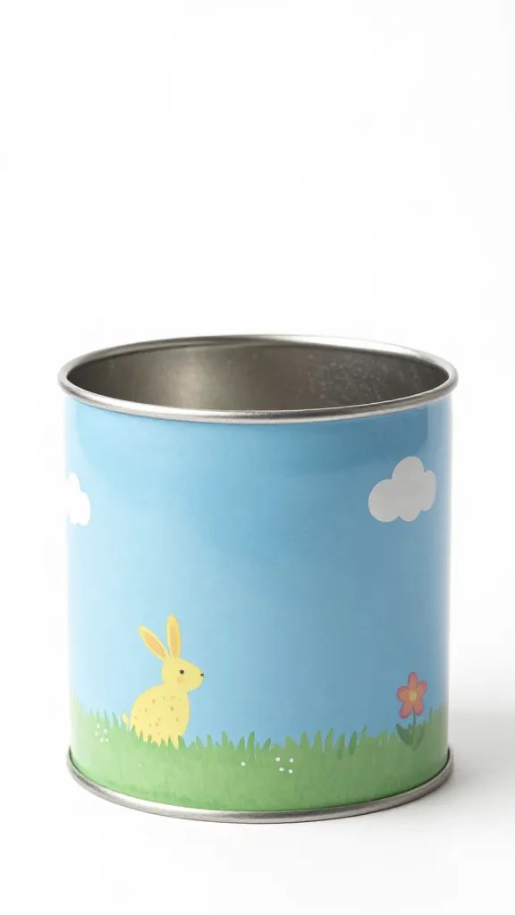 Painted tin can Easter planter