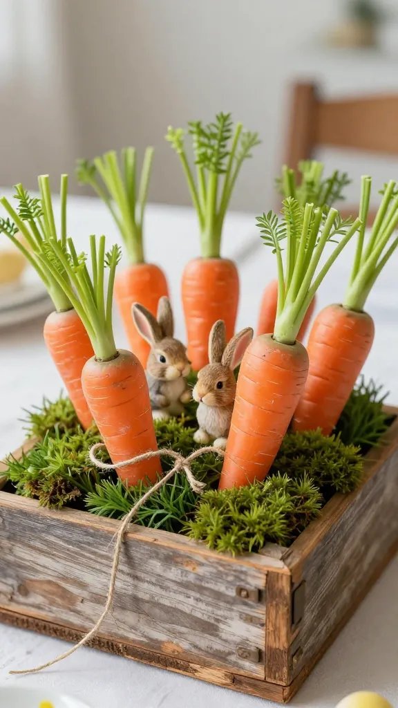 This rustic carrot patch centerpiece brings farmhouse charm to your table. It’s a playful Easter Craft Decoration and an easy Easter Project that instantly creates a festive spring focal point. Tap to see how to make Carrot Patch Centerpiece.