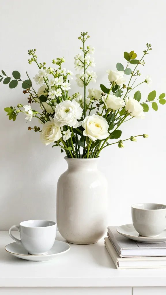 Stylish thrifted decor vignette, bright spring light.