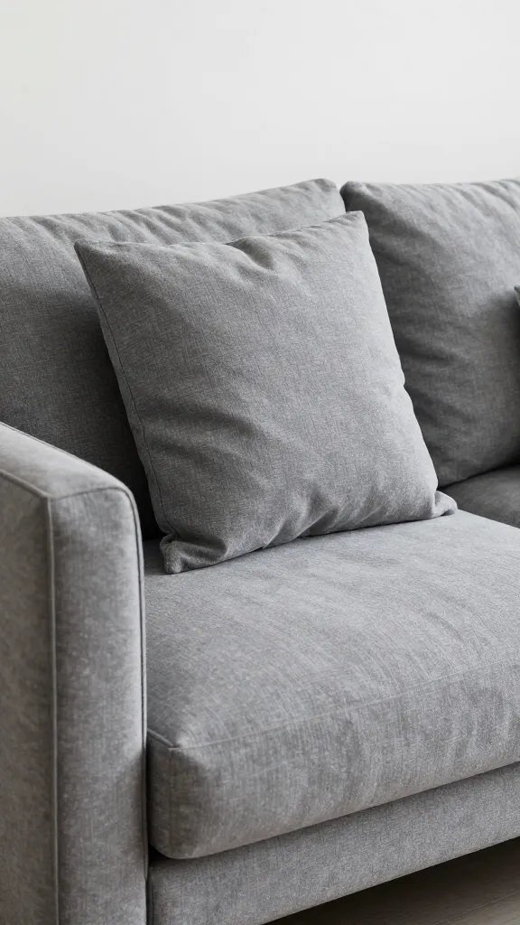 Deep-seated modern sofa, inviting cushions.