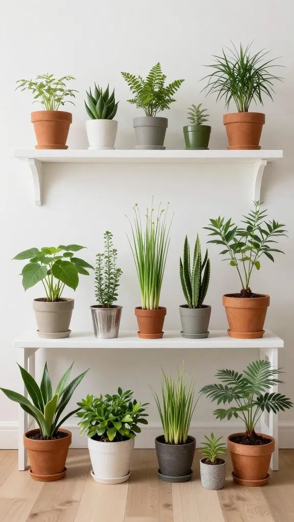 Artfully curated wild plants, bright living room