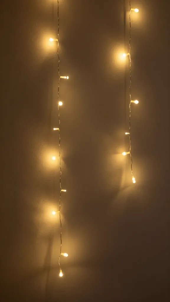 Subtle string lights, warm glow, peaceful ambiance.