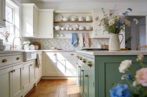 The Secret to How to Bring Cottage‑Farmhouse Charm Into Your Kitchen with Soft Colors and Floral Details