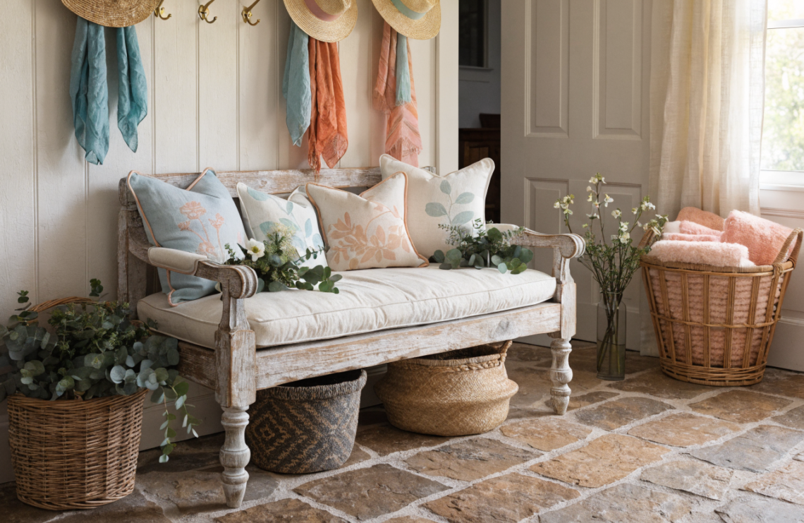 Spring Has Sprung: 10 Spring Entryway Styling Ideas Using Baskets, Hooks, and Benches