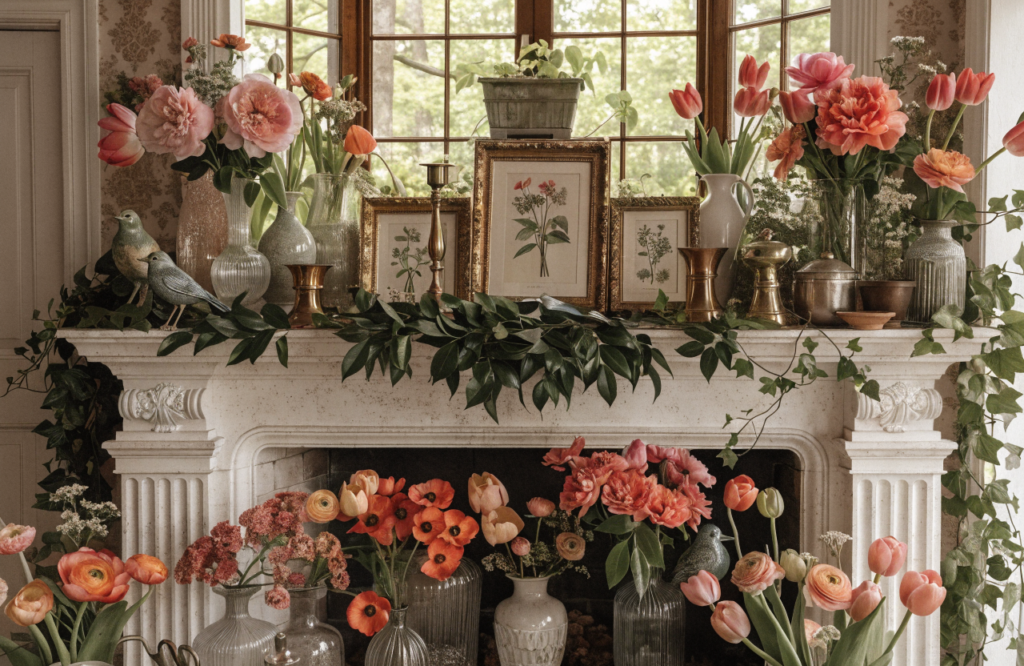 12 Spring Mantel Decor Ideas for Maximalist Living Rooms