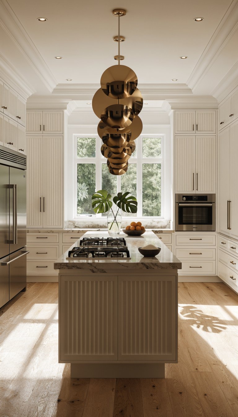 Warm white kitchen with professional grade appliances