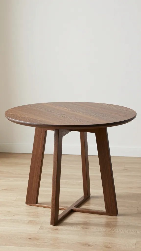 Compact round dining table in apartment living room
