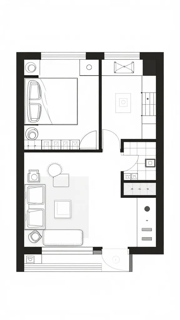 Small apartment living room floor plan sketch