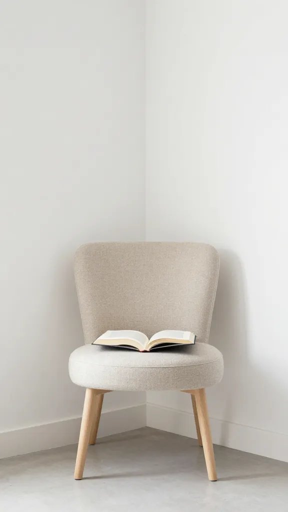 Reading nook with chair in open concept corner