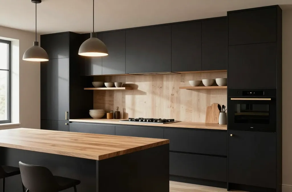 15 Minimalist Black Kitchen Styles with Warm Zen Vibes