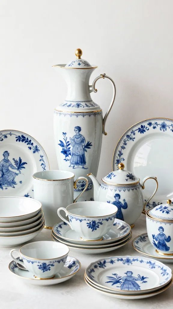 Grandmother's vintage china mixed with modern decor pieces