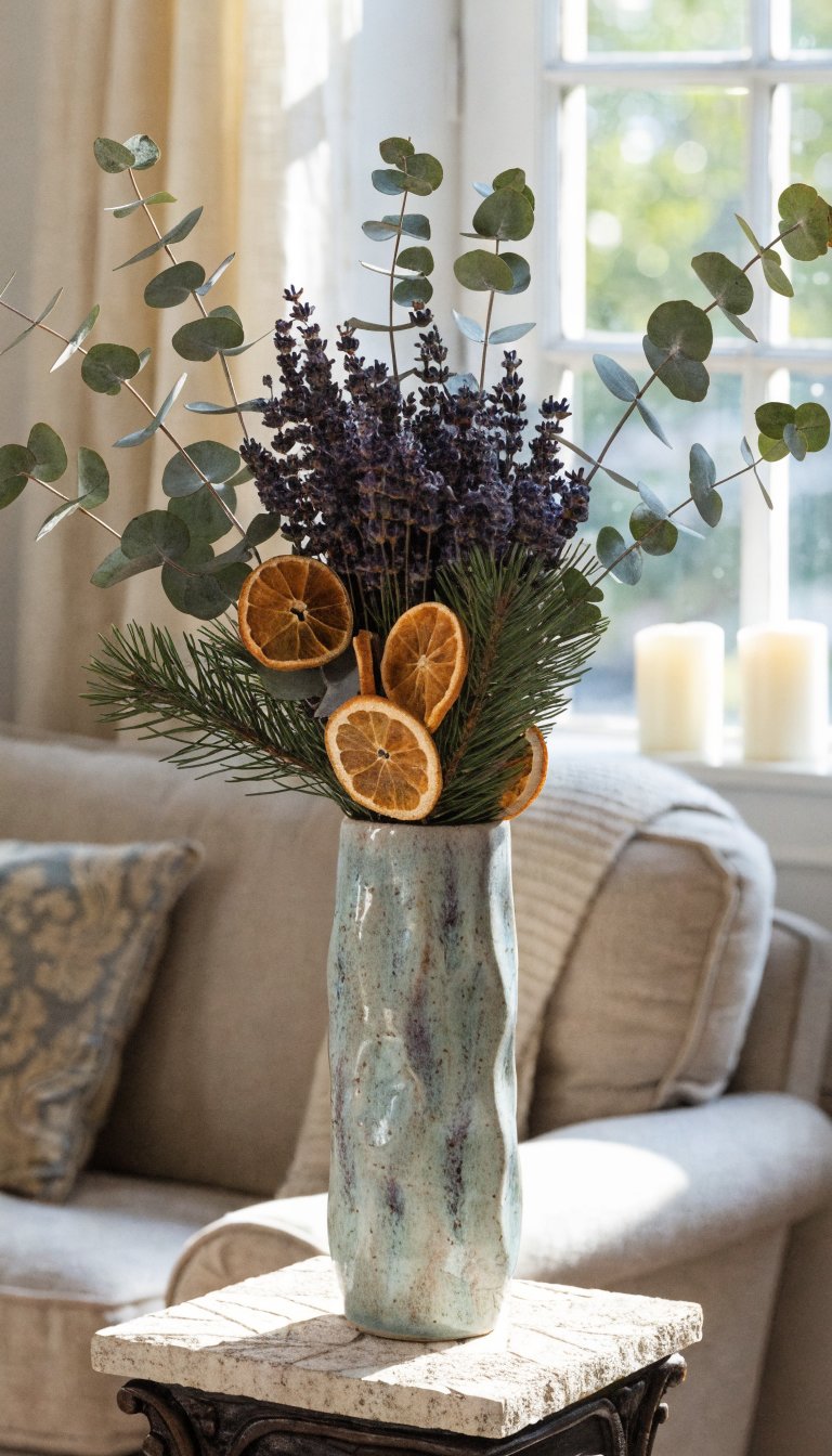 Living room windowsill with small potted plants in sunlight