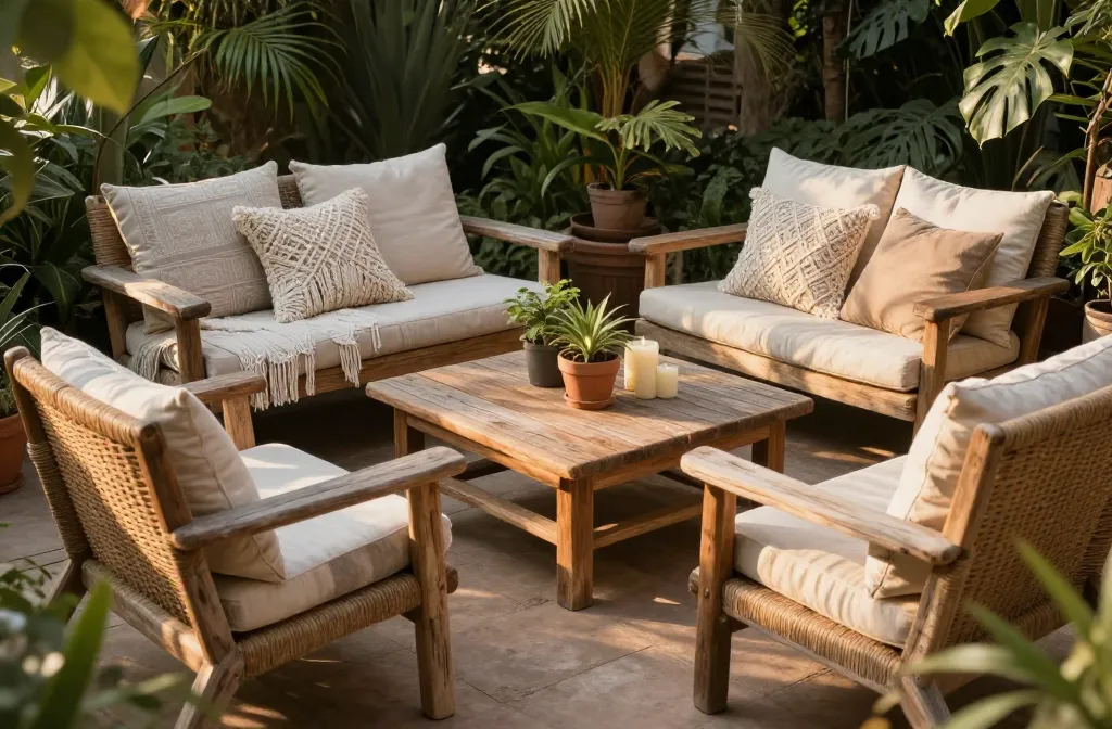 Patio Decor Inspo with Boho Furniture and Natural Wood Accents That'Ll Make You Ditch Your Sad Plastic Chairs