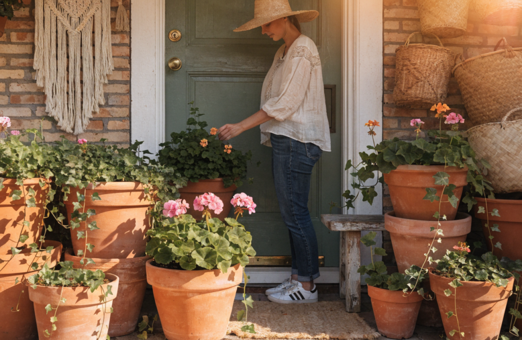 15 Ideas for Creating a Boho Front Door Entryway with Terracotta Pots, Trailing Plants: a Sun-Soaked Earthy Mood Multiplied for Impact Unveiled