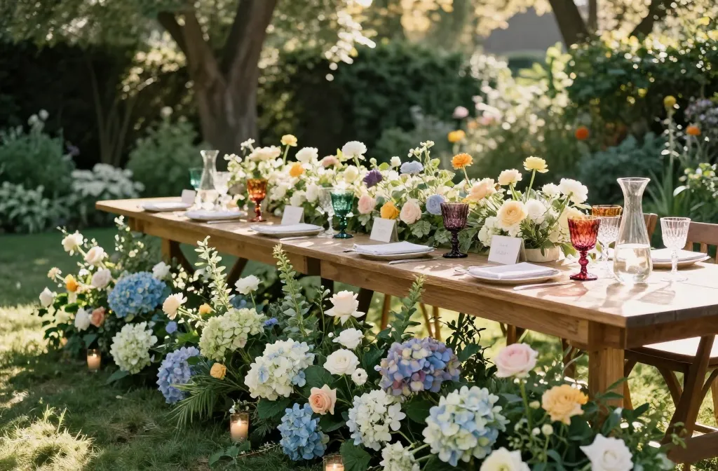 15 Diy Outdoor Summer Wedding Ideas for an Elegant Garden Party Tablescape Using Fresh Flowers, Colored Glassware, and Candles — Chic Guide