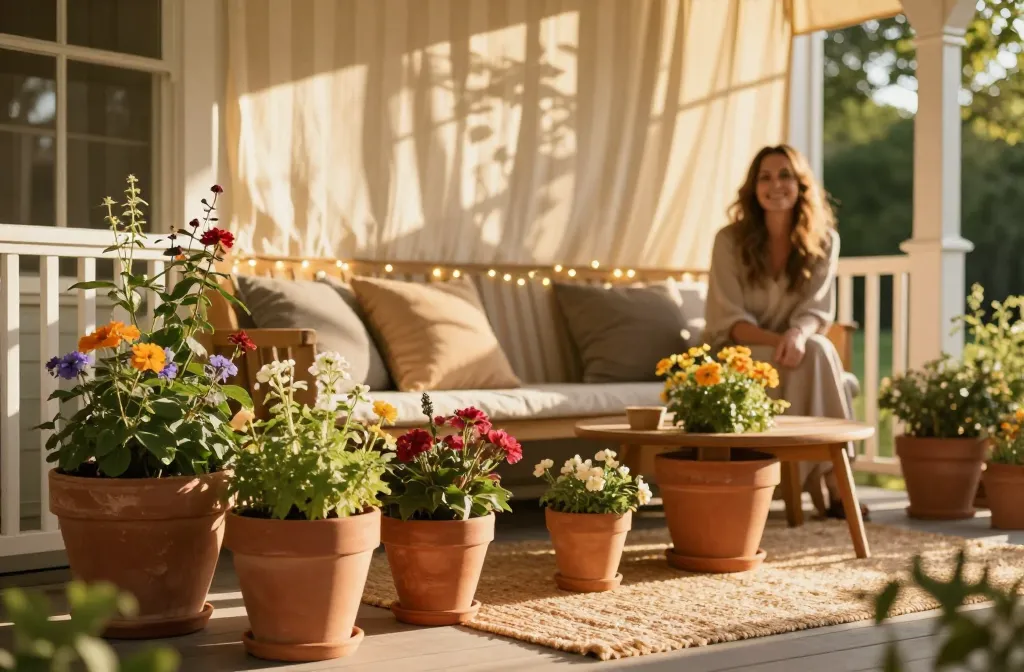 12 Whimsical Front Porch Styling Ideas Using Terracotta Pots, Jute Rugs, and Canvas Awnings — Whimsy Within Reach