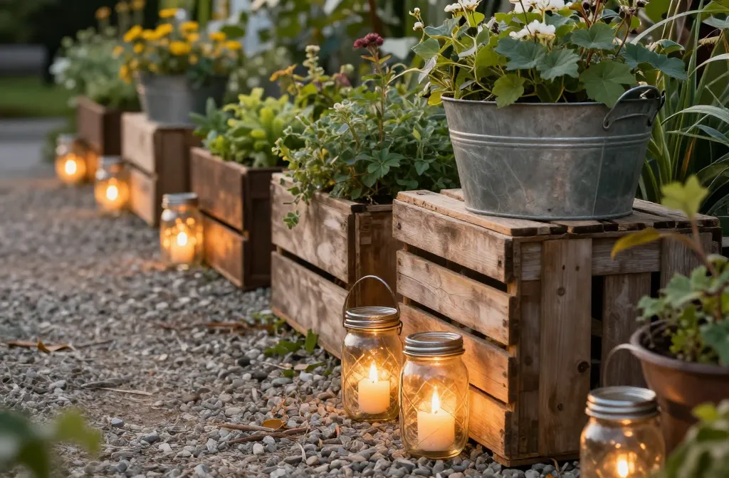15 Diy Garden Decor Ideas for a Rustic Farmhouse Vibe Using Mason Jars, Wooden Crates, and Metal Buckets - Must-See Rustic Garden Magic