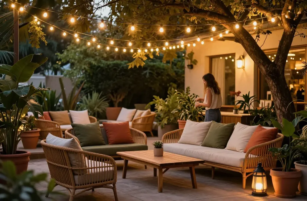 15 Cozy Backyard Ideas for Entertaining | Layered String Lights, Rattan Seating, and Terracotta Accents (Cozy Guide)