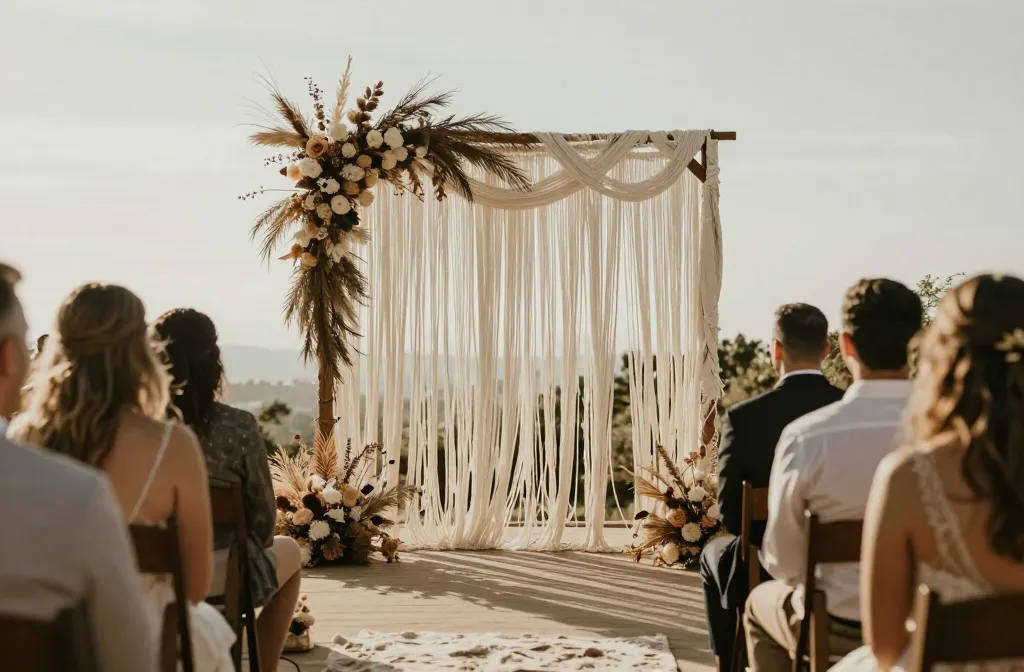 15 Boho Wedding Ideas Featuring Fringe Arches, Dried Bouquets & Textured Decor for Your Big Day