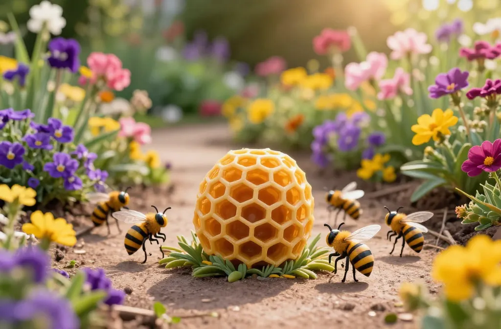 Buzz-Worthy: 15 Bee Garden Ideas with Bee Figurines, Honeycomb Decor & Colorful Blooms