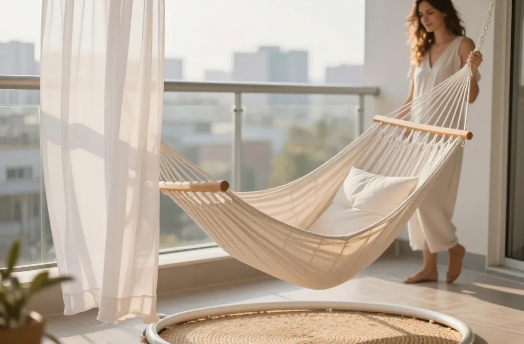 15 Small Balcony Ideas with a Hammock Chair, Sheer Curtains, and a Dreamy Cocoon You Will Never Want to Come Inside From — Oasis Vibes