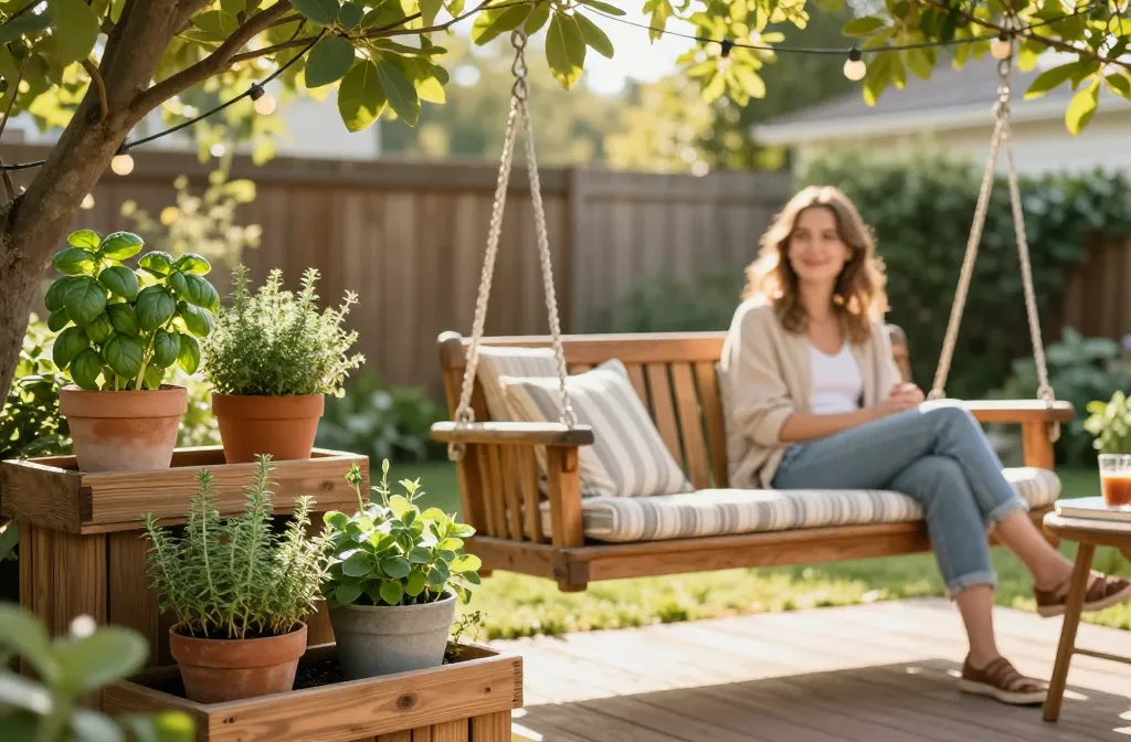 5 Ideas for Creating a Cozy Backyard with a Porch Swing, Potted Herbs, and a Slow Living Setup That Feeds the Soul