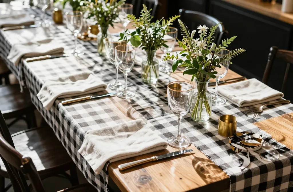 15 Diy Wedding Table Decorations with a French Bistro Inspired Look Using Checkered Linens, Bistro Glasses, and Herb Bundles — Chic Parisian Tablescapes