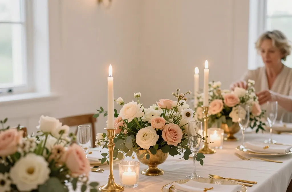 15 Diy Wedding Table Decorations with a Soft Glam Inspired Look Using Gold Candleholders, Blush Florals, and Crystal Details—Glam on a Budget
