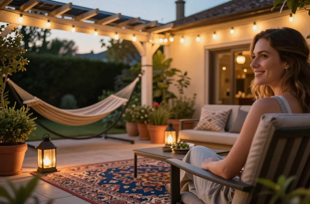 Spruce Your Outdoors with Including [Solar String Lights, Outdoor Rug, Citronella Torches, Terracotta Pots, Faux Olive Tree, Hammock Chair, Lantern Set, Patio Umbrella, Outdoor Pouf, Garden Stool, Potted Lavender, Metal Watering Can, Bamboo Lantern, Herb Planter Box, Outdoor Throw Pillows] Magic