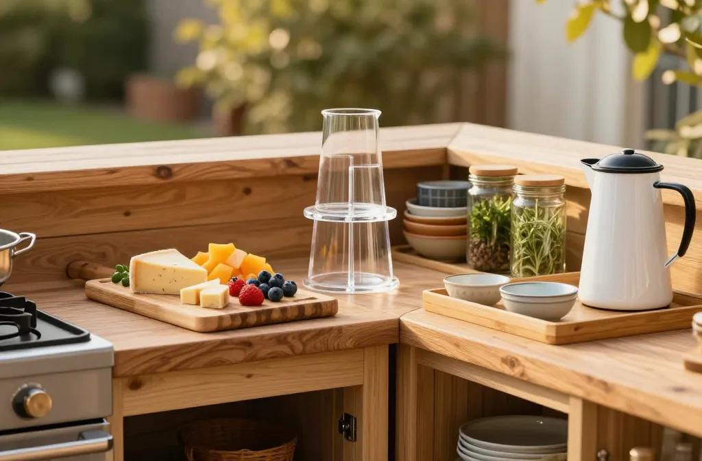 15 Budget Outdoor Kitchen Ideas for Renters That You’Ll Want to Copy This Weekend Including Bamboo Serving Board, Acrylic Drink Set, Portable Prep Cart, Ceramic Dip Bowls, Silicone Grill Brush, Herb Jars, Stainless Tongs, Enamel Pitcher, Woven Napkin Holder, Citrus‑Slice Molds for Treats, Mini Spice Tins, Wood Outdoor Tray, Stackable Non-Breakable Plates, Patterned Napkins, Cooler Tote. Quick Wins for Tiny Patios