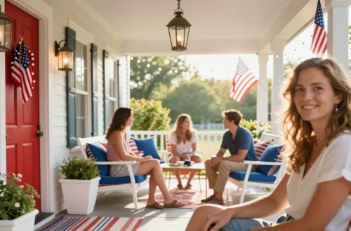 15 Patriotic Porch Ideas for 4th of July: Sparkling Porch Glam