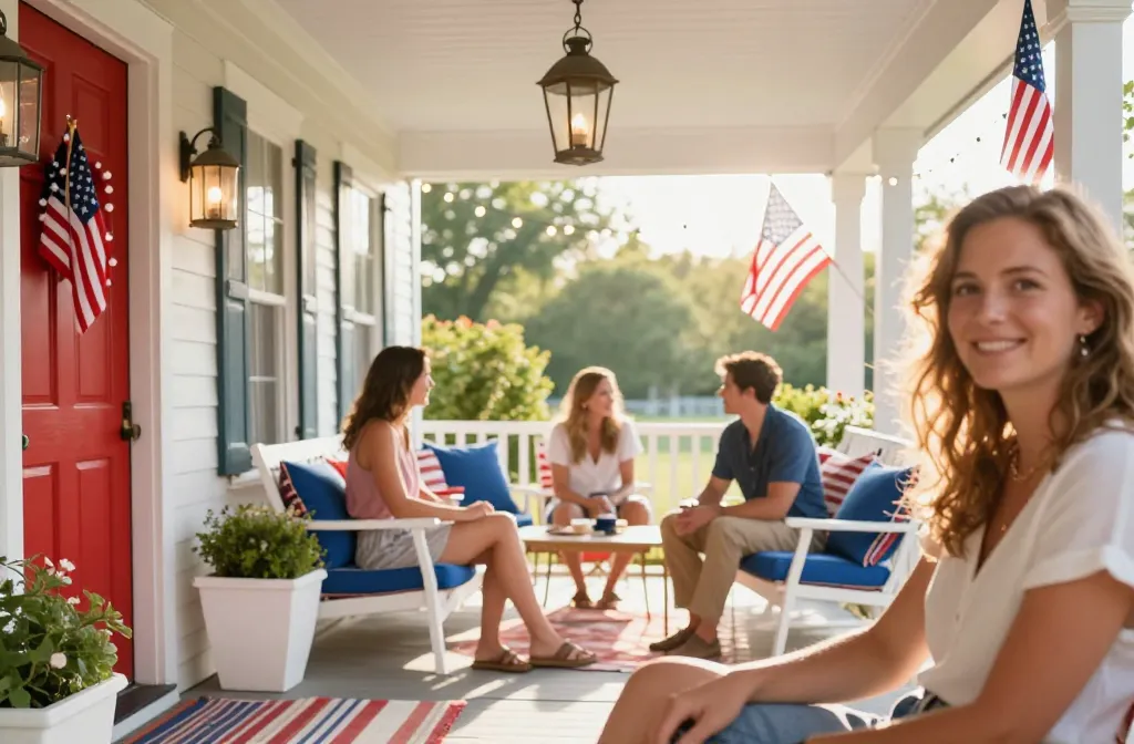 15 Patriotic Porch Ideas for 4th of July: Sparkling Porch Glam