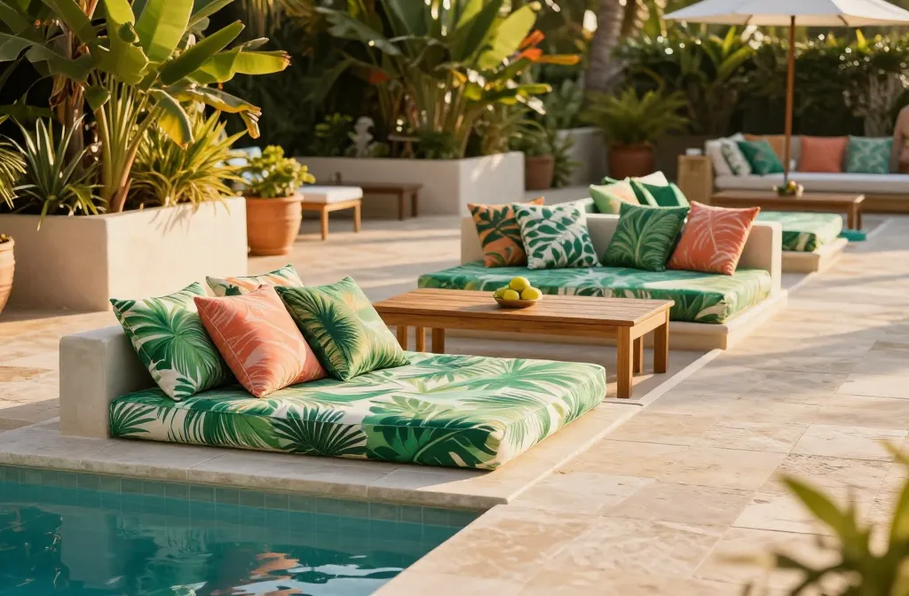 15 Ways to Soften an Oversized Pool Deck That Feels Like a Concrete Jungle: How to Add Furniture "Islands" and Potted Tropicals to Break Up Massive, Hot Expanses of Stone. Bold Island Makeover