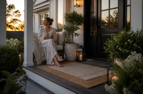 Charming Front Porch Decor Ideas That Look Expensive|Small Front Porch Decorating Ideas • Cozy Front Porch Seating Inspiration • Layered Doormat Ideas - Porch Lighting Ideas for Curb Appeal • Neutral Outdoor Decor Ideas • Front Porch Makeover Inspiration